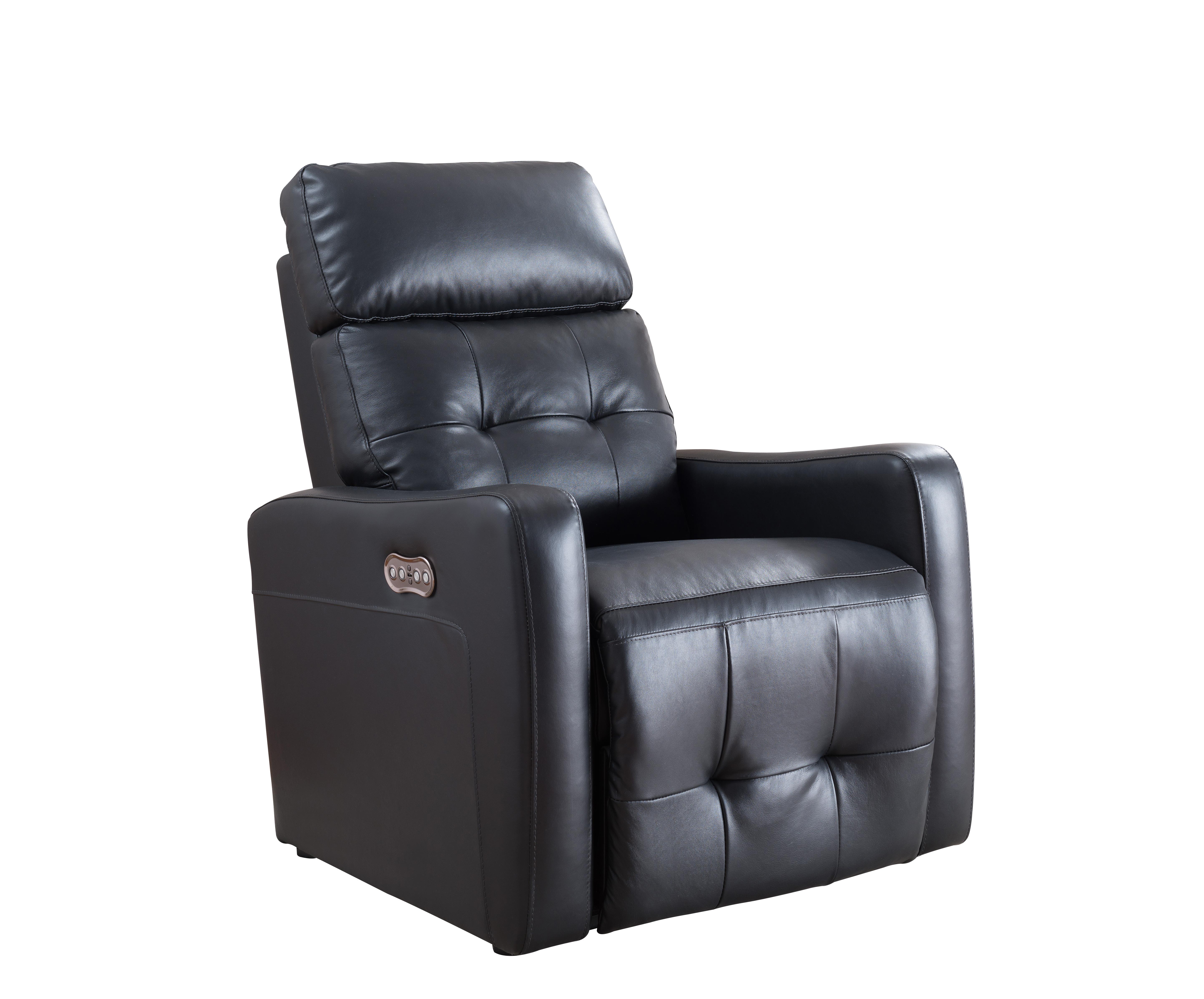 Contemporary Reclining Chair Anna ANNA-BLACK-PRC-1 in Black Leather Match