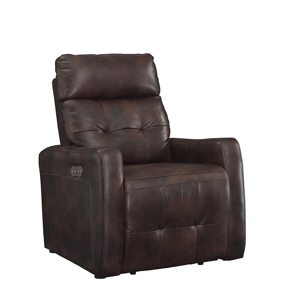 Contemporary Reclining Chair Anna ANNA-BROWN-PRC-1-M in Brown Leather Match