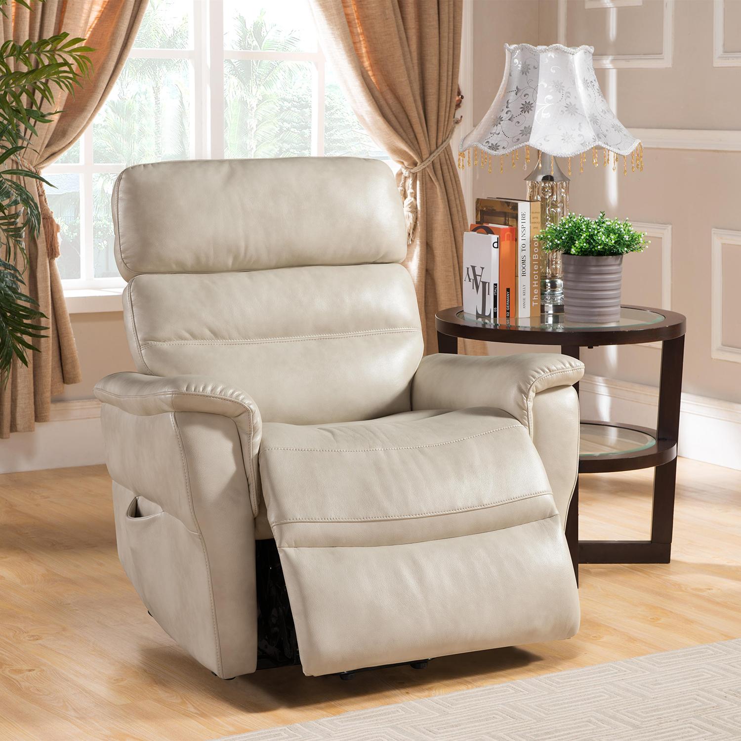 Contemporary Reclining Chair Avery AVERY-CREAM-C in Cream leather gel