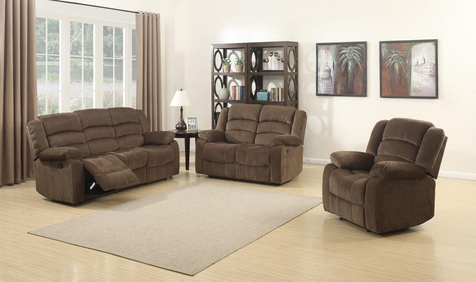 Contemporary Sofa Loveseat and Chair Set Bill BILL-3PC-SET in Brown Velvet