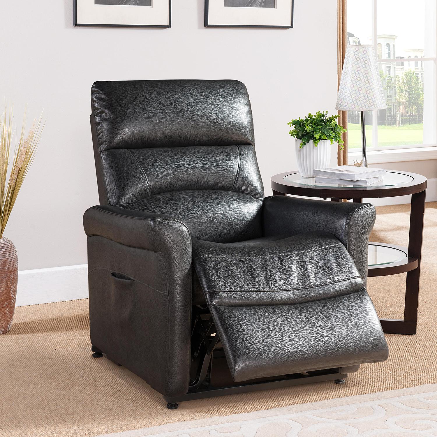 Contemporary Reclining Chair Colby COLBY-CHAR-C in Charcoal leather gel