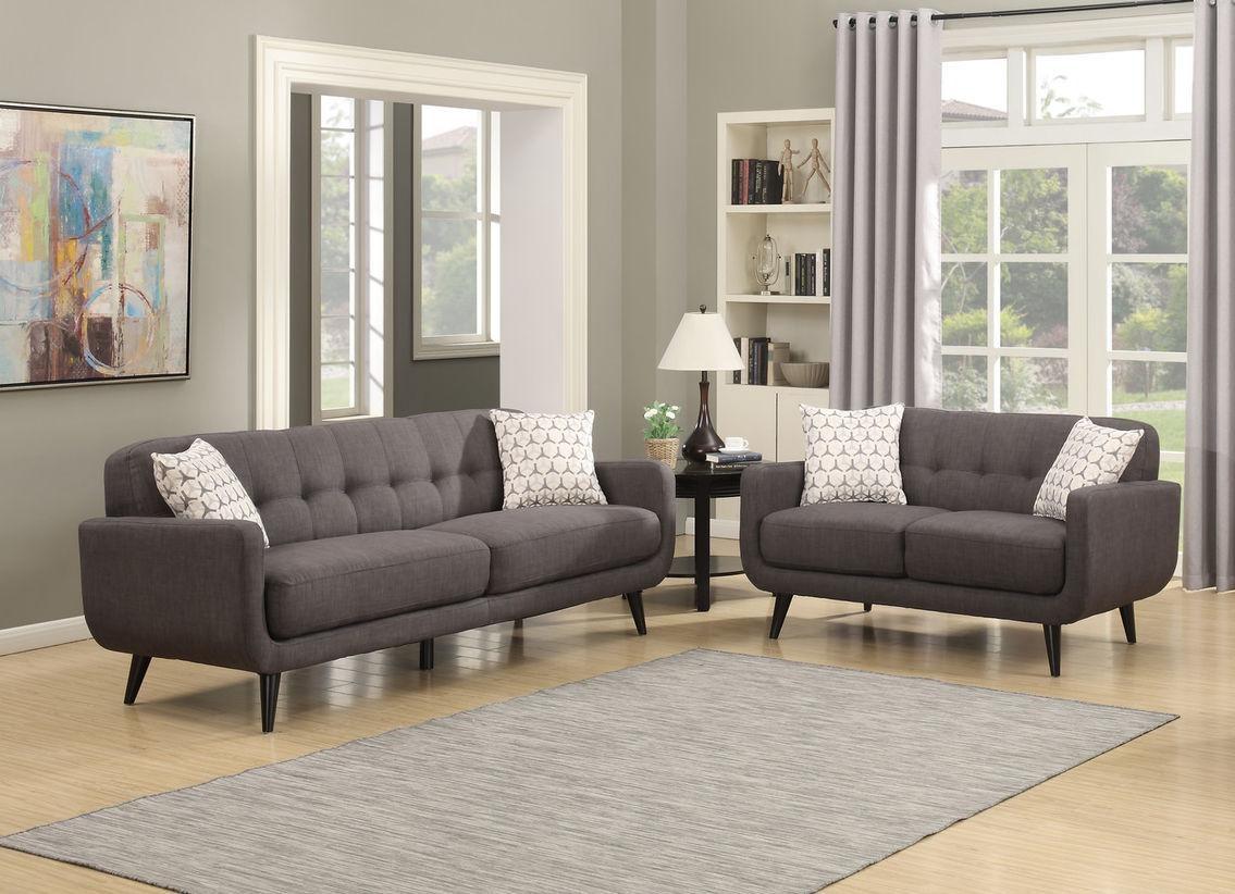 

    
AC Pacific Crystal Modern Charcoal Fabric Mid-Century Living Room Set 2 Pcs
