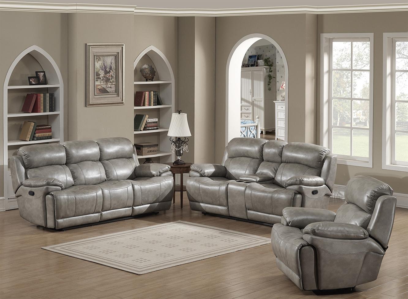 

    
Grey Leather Gel Manual Recliner Living Room Set 3Pcs AC Pacific Estella
