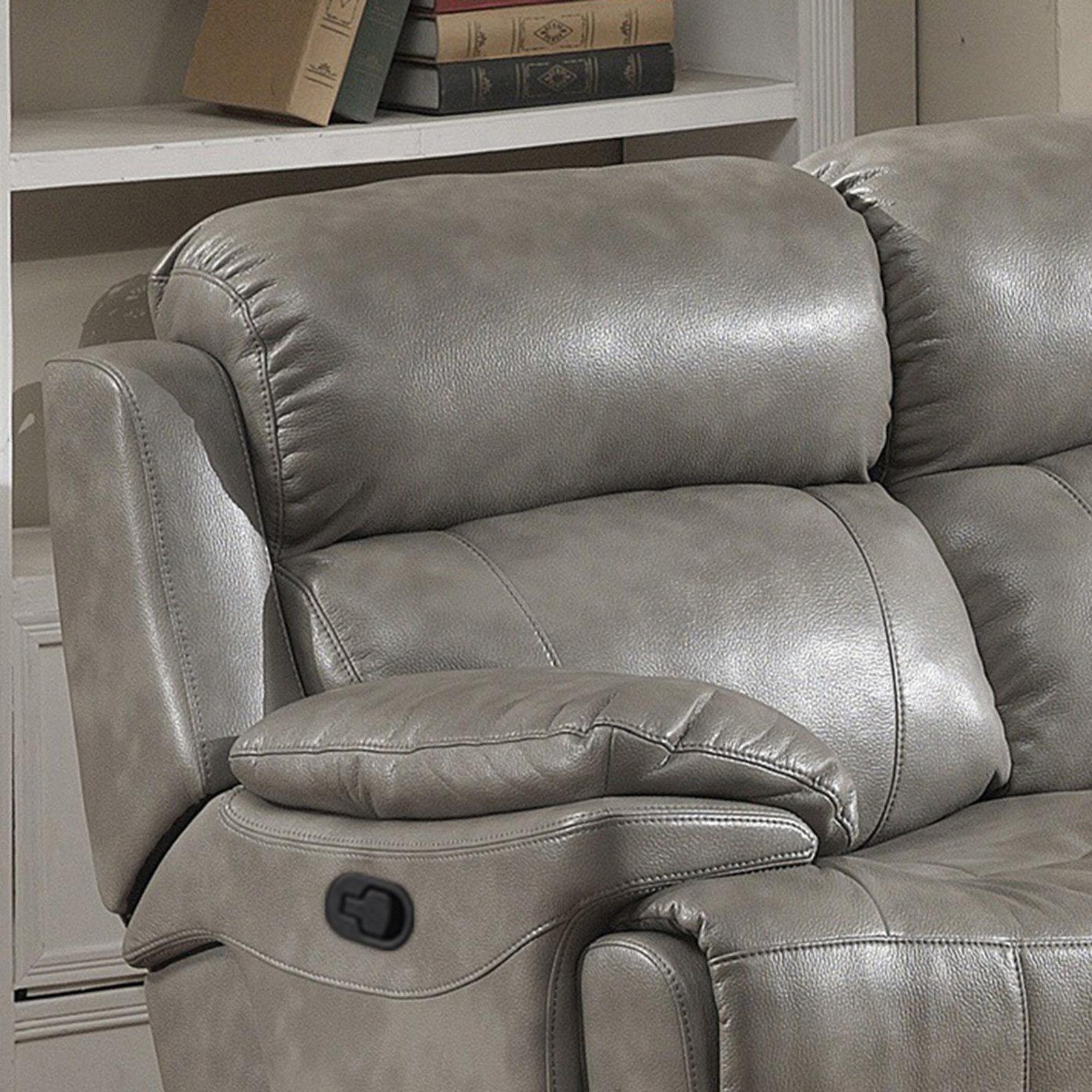 

    
Grey Leather Manual Reclining Sofa Contemporary AC Pacific Estella
