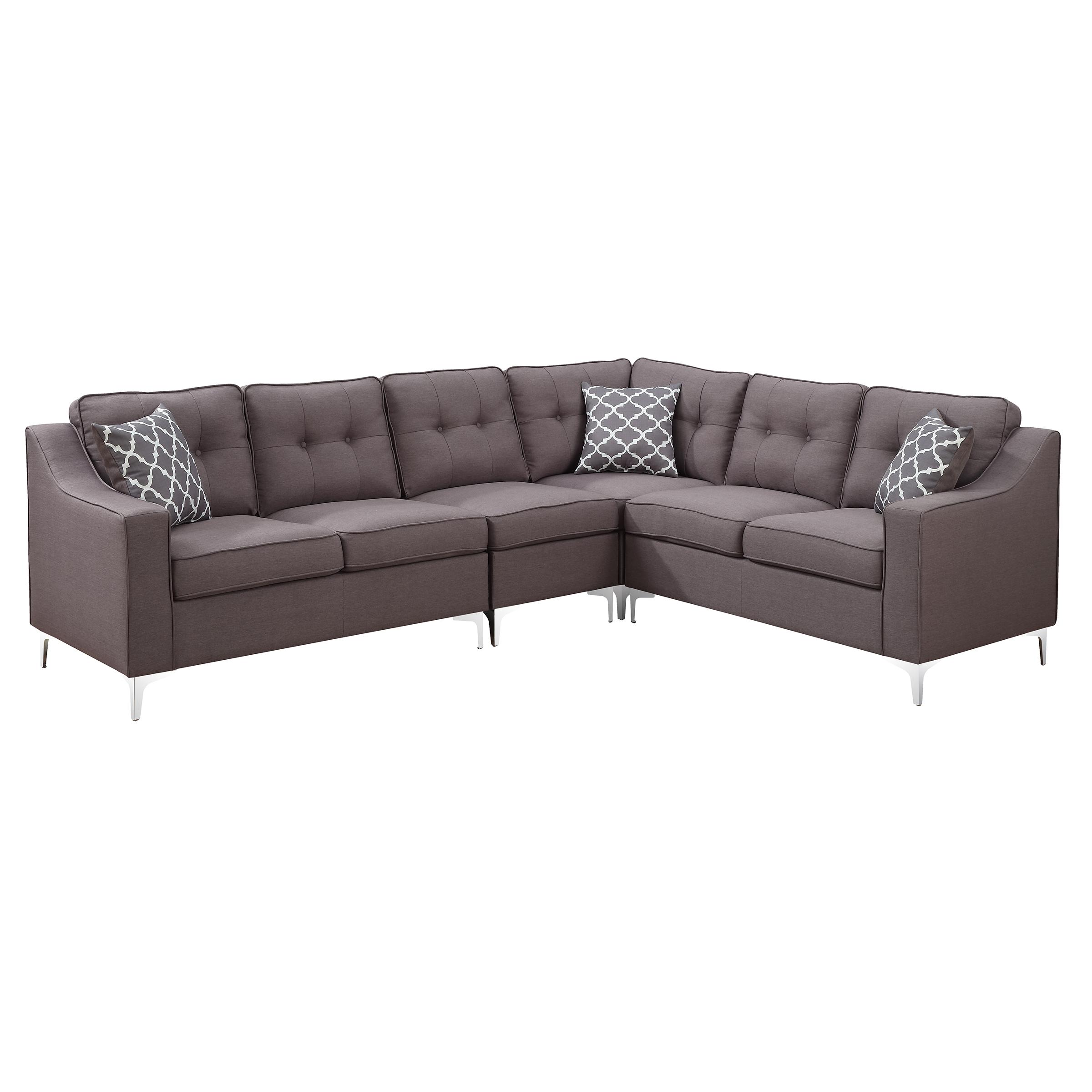 Contemporary Sectional Sofa Kayla KAYLA-4 PC-SEC in Gray Polyester
