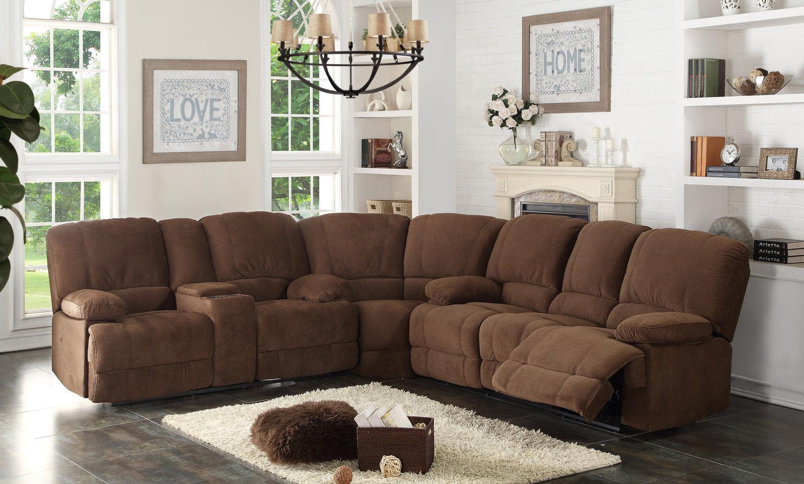 Contemporary Reclining Sectional Kevin KEVIN-SEC in Brown Polyester