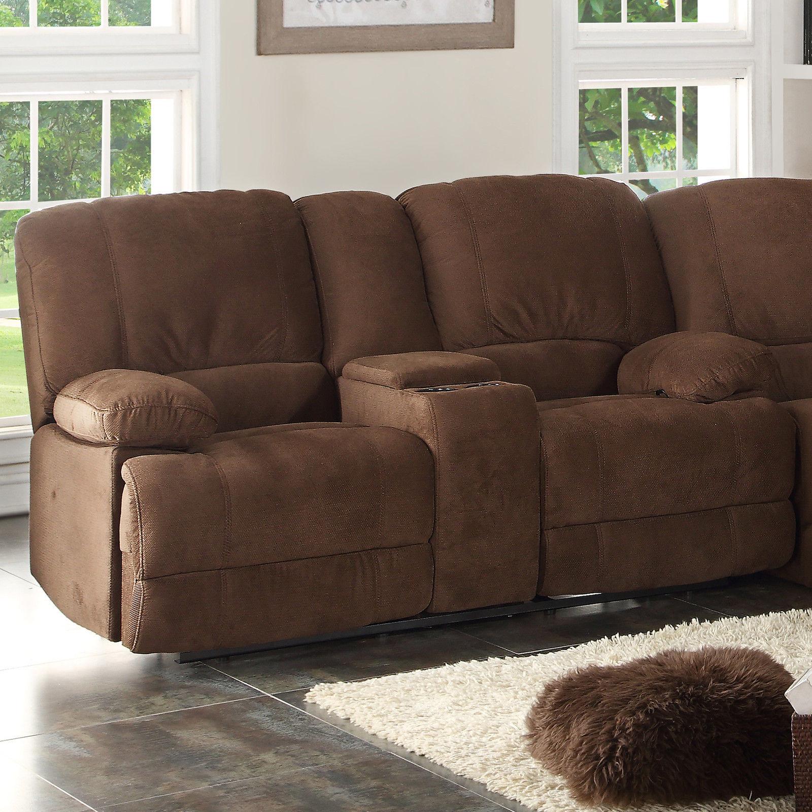 

    
AC Pacific Kevin Contemporary Brown Microfiber Living Room Reclining Sectional 3Pcs
