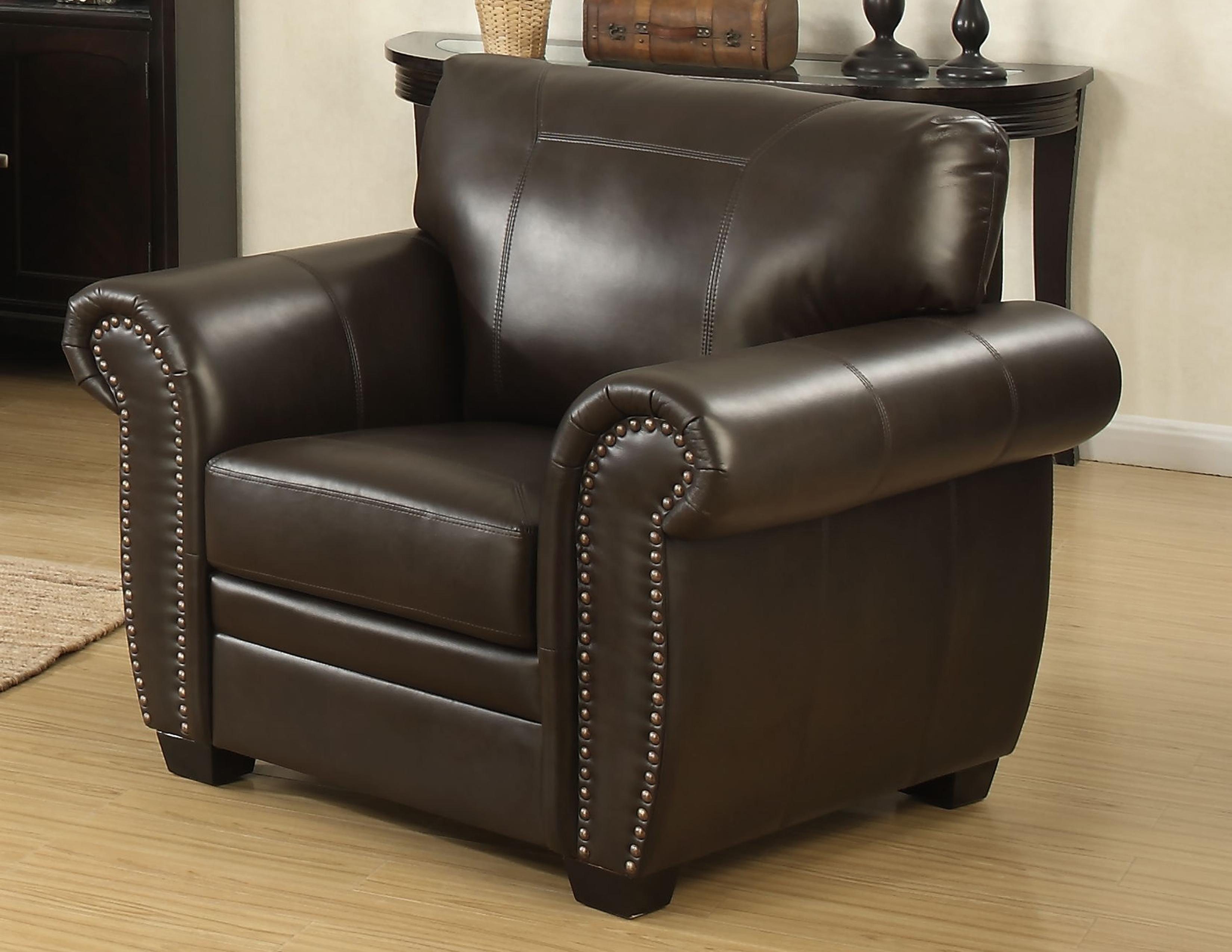 

        
AC Pacific Louis Sofa Loveseat and Chair Set Dark Brown leather gel 00756519678321
