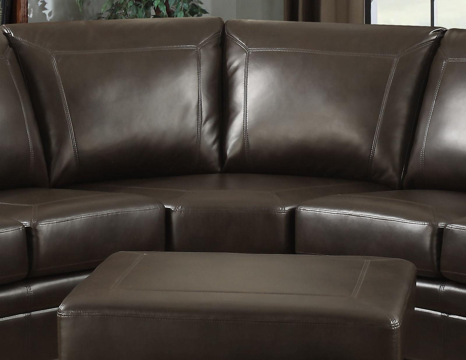 AC Pacific Louis Traditional Brown Leather Gel Sofa 