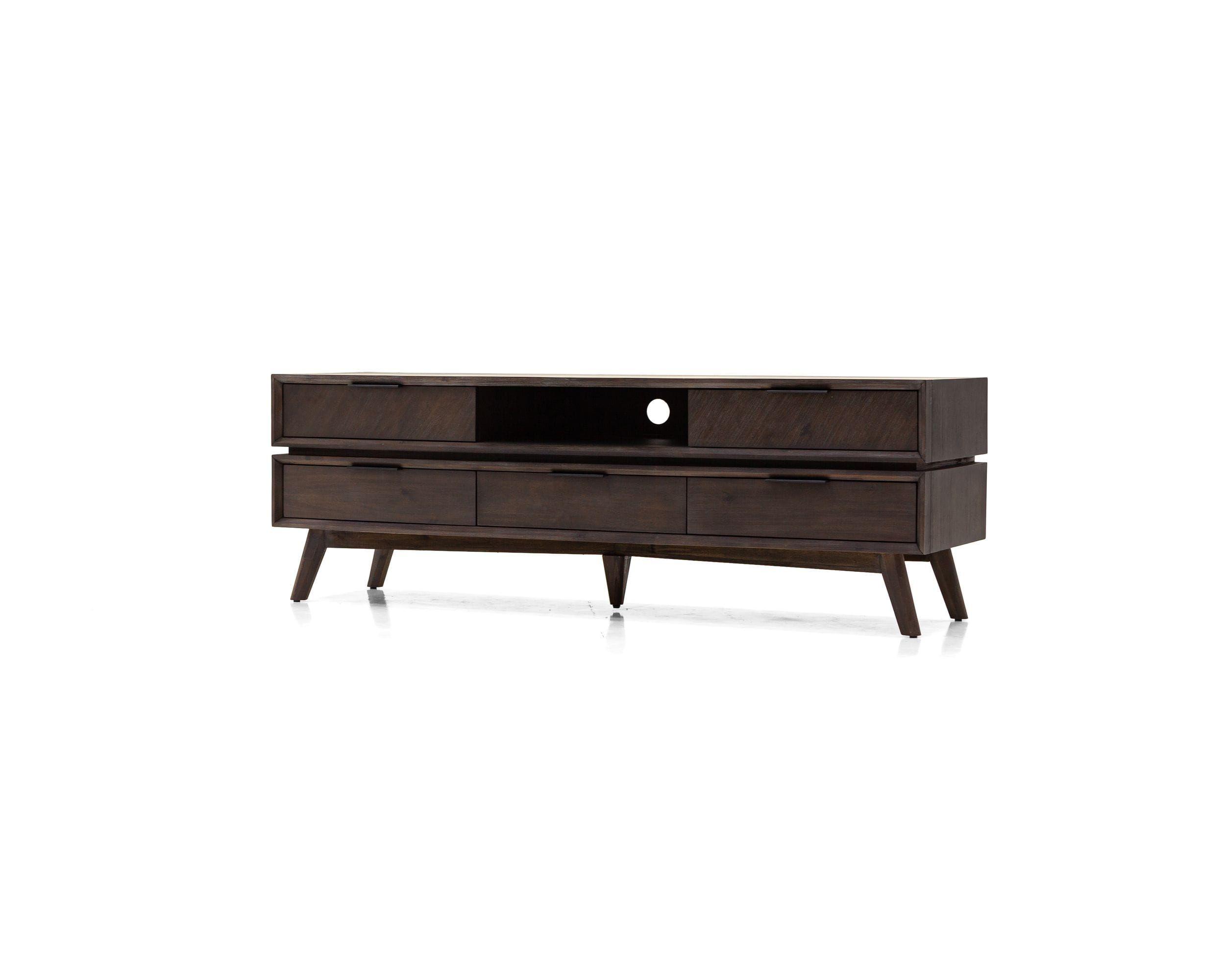

    
Dark Brown Acacia 5 Drawers TV Stand by VIG Modrest Roger
