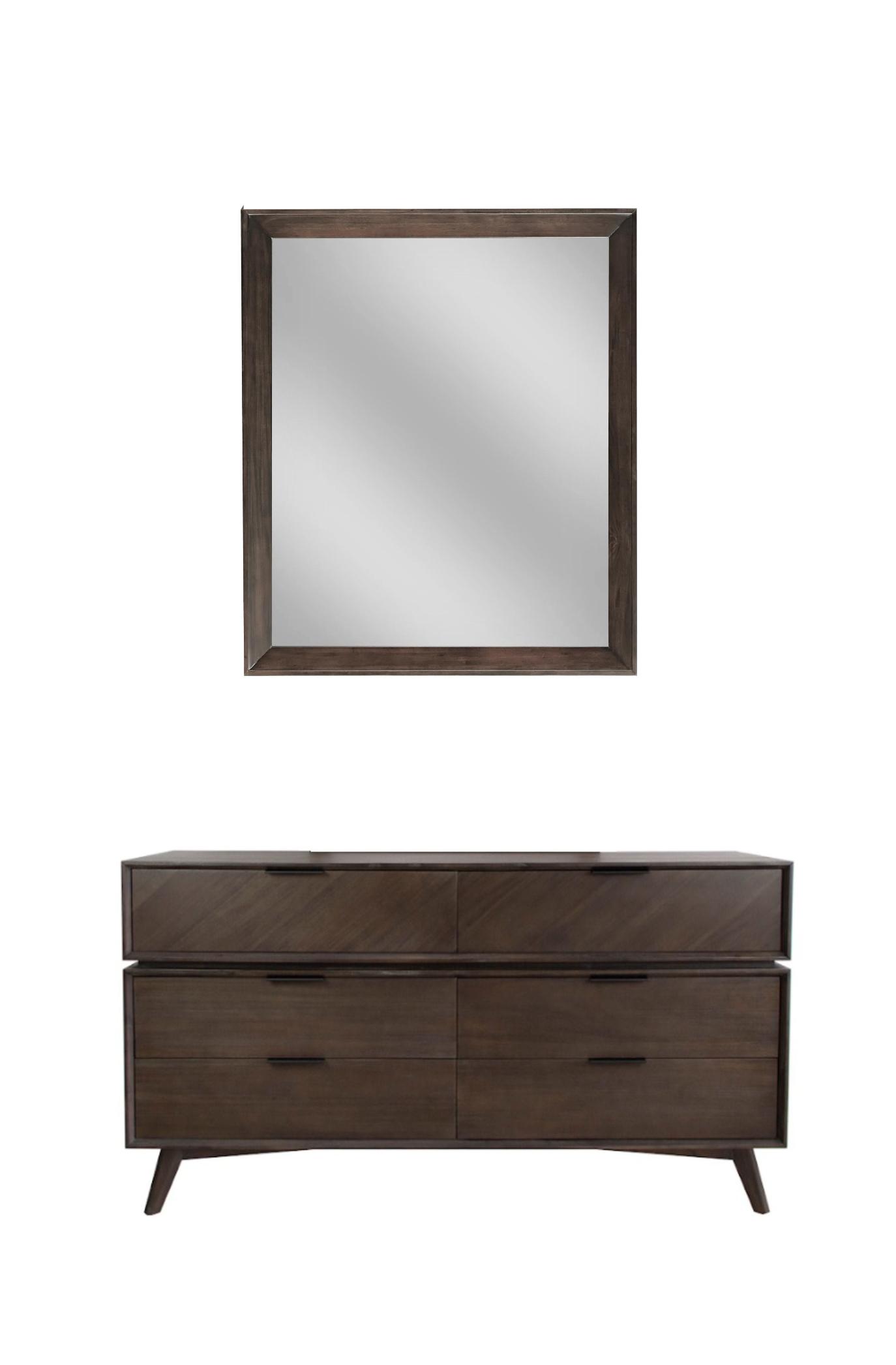 Contemporary, Modern Dresser With Mirror Roger VGWDSTHL-DR6D-SANTI-2pcs in Dark Brown 