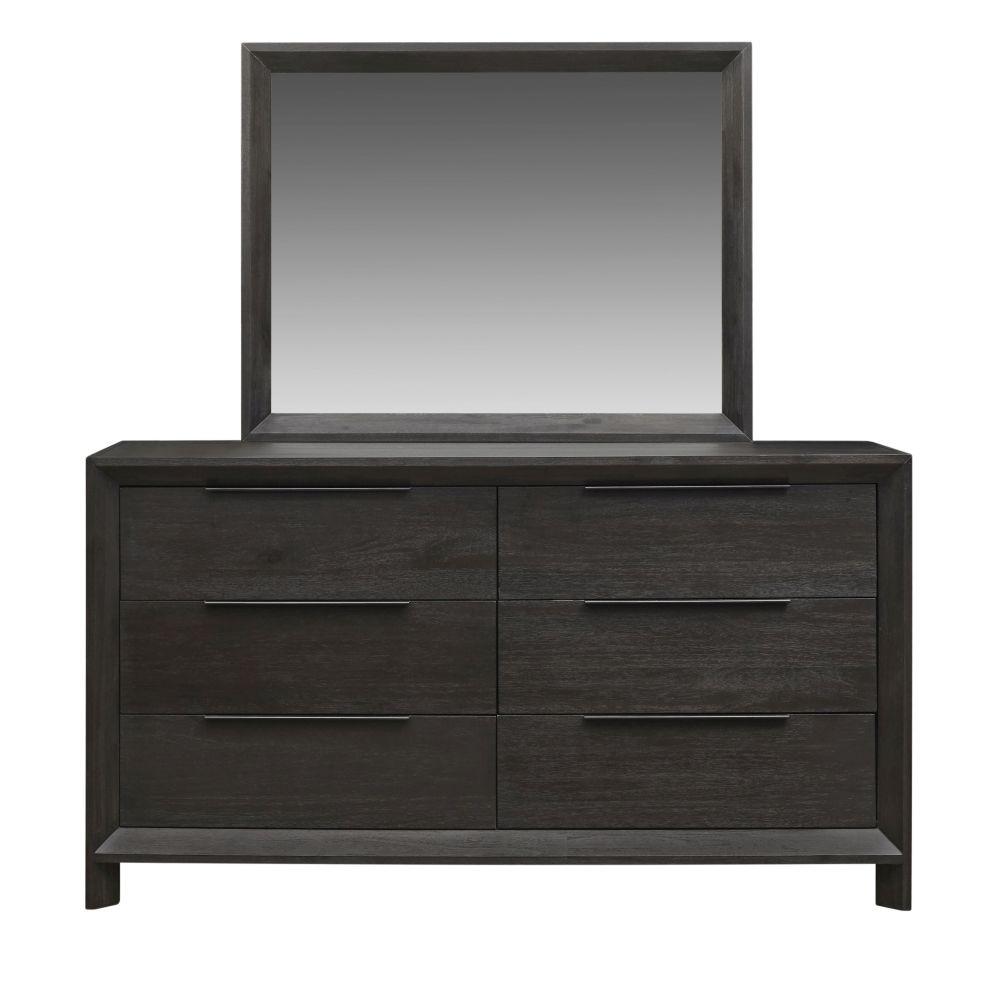 

    
Acacia Wood Basalt Grey Finish Dresser & Mirror Set 2Pcs CHLOE by Modus Furniture
