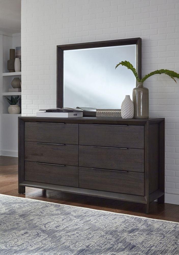 

    
Acacia Wood Basalt Grey Finish Dresser & Mirror Set 2Pcs CHLOE by Modus Furniture
