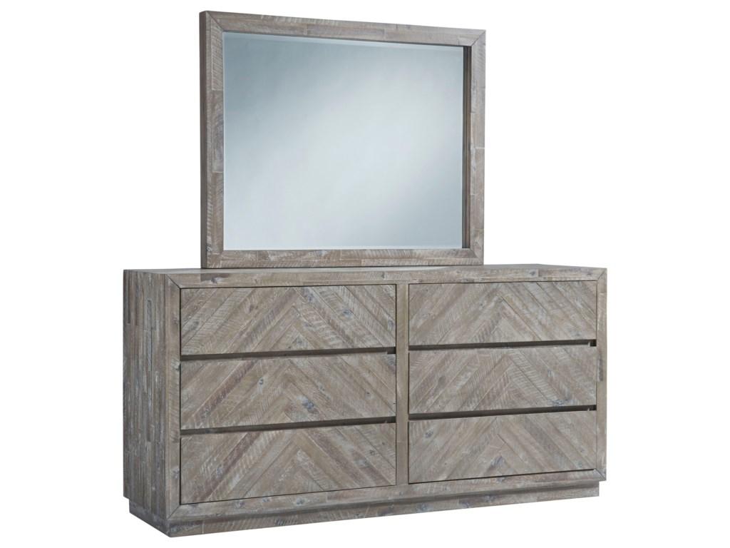 Modus Furniture HERRINGBONE Dresser With Mirror