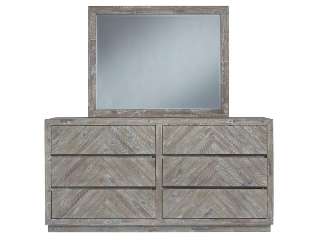 

    
Acacia Wood Rustic Latte Finish Dresser & Mirror HERRINGBONE by Modus Furniture
