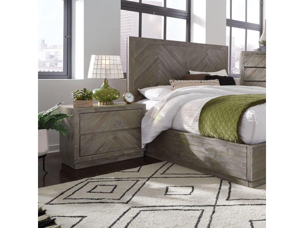 

    
 Order  Acacia Wood Rustic Latte Finish King Platform Bed Set 3Pcs HERRINGBONE by Modus Furniture
