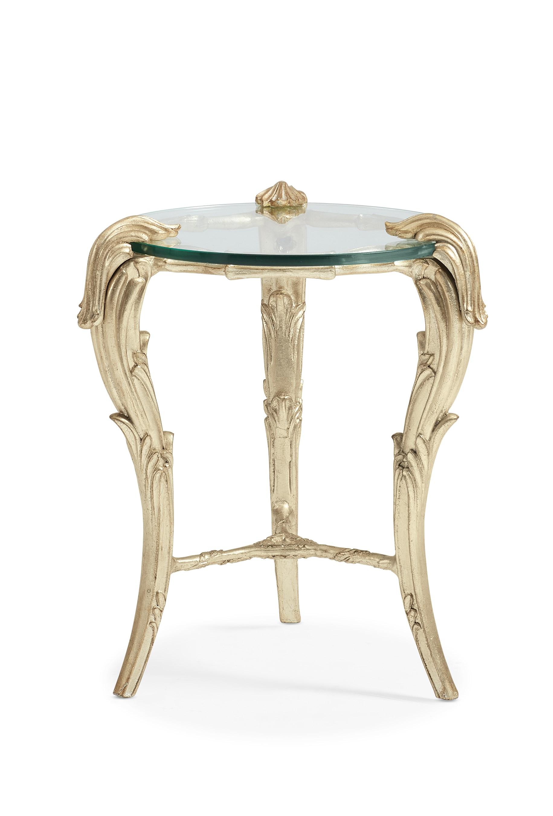 Traditional Accent Table FONTAINEBLEAU C061-419-411 in Glass, Gold 