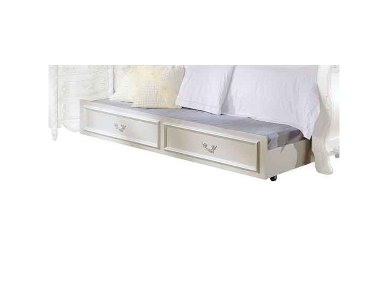 

                    
Buy Acme Furniture 01005F Youth Pearl White Gold Accent Full Sleigh Trundle Bed Set 6Pcs
