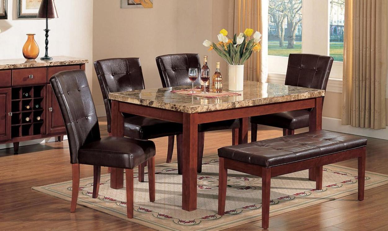 

    
Brown Marble Brown Cherry Dining Set 6Pcs Classic Acme Furniture  07045 Bologna
