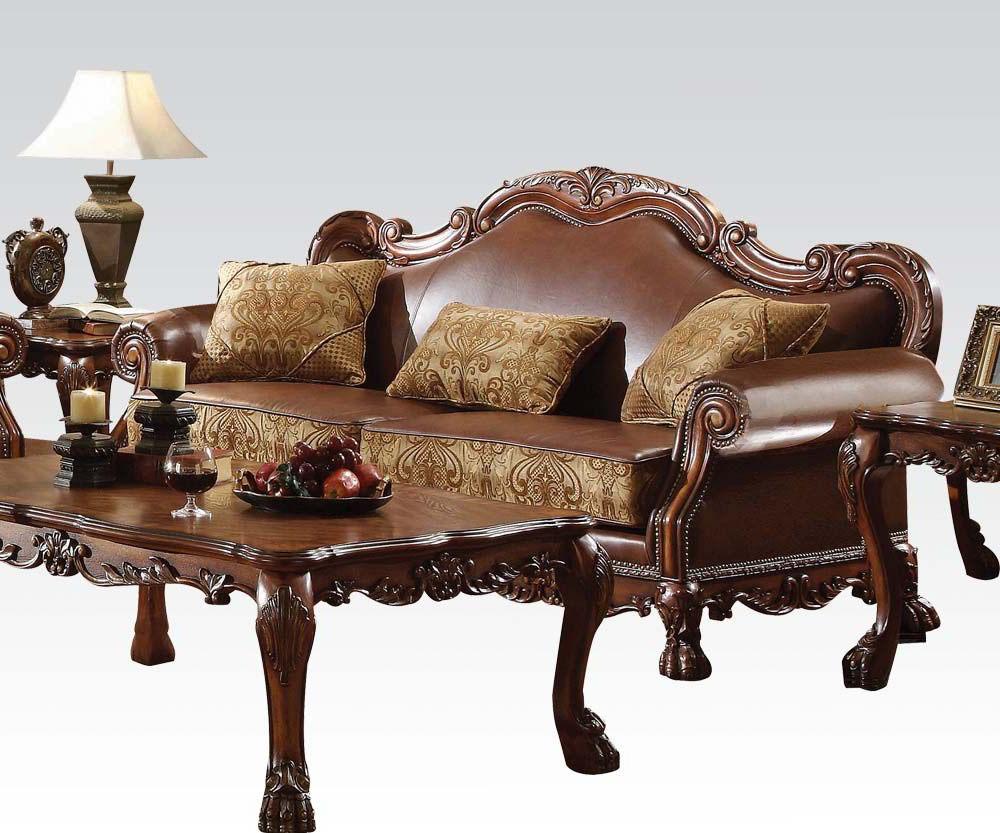 

    
Cherry Oak & Brown Faux Leather Sofa Dresden-15160 Acme Traditional
