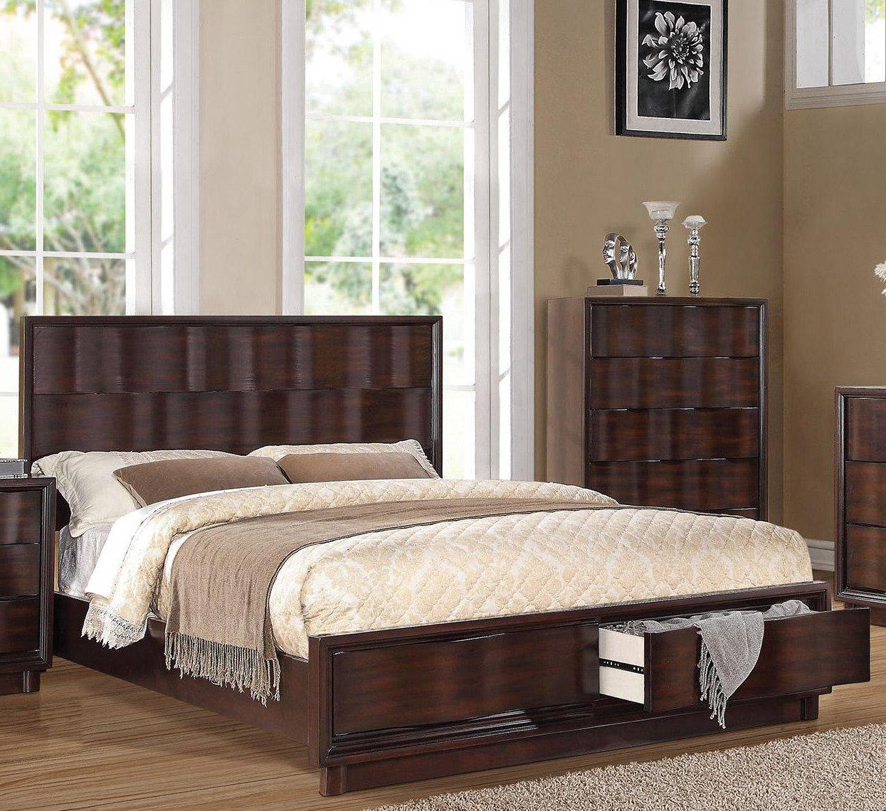 

    
Acme Furniture 20517EK Travell Walnut King Storage Bed Drawers Traditional
