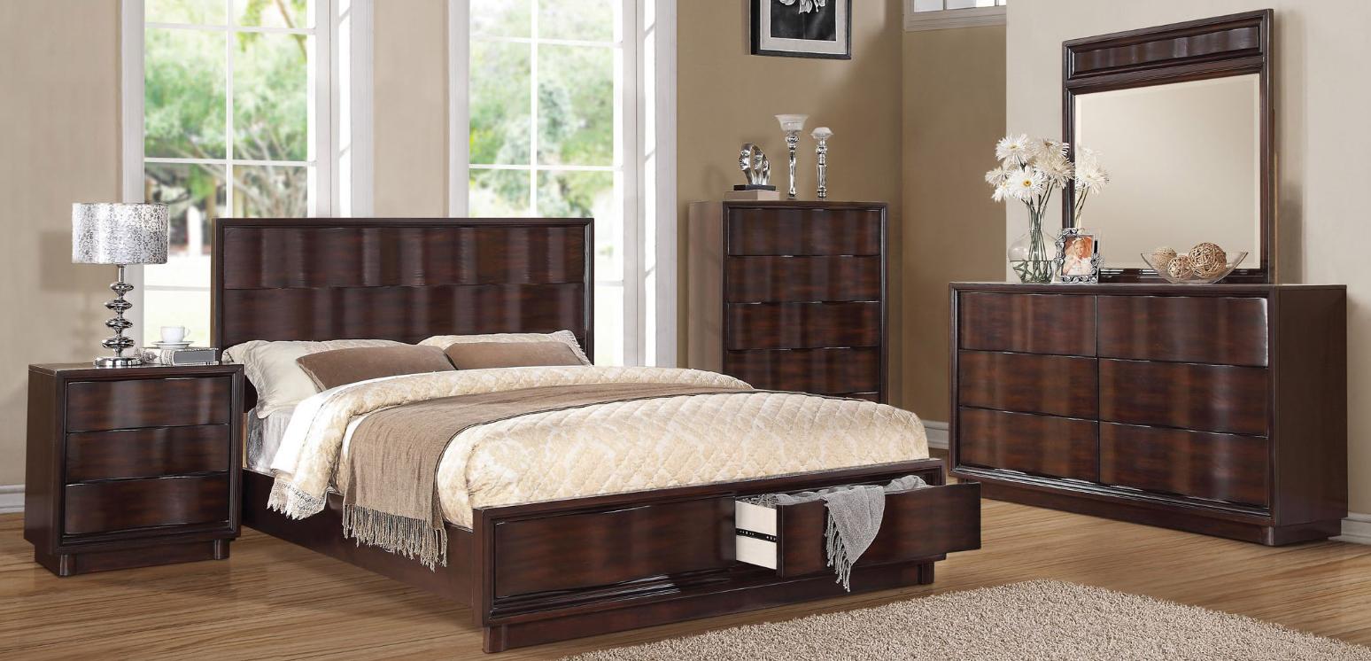 

    
Acme Furniture 20517EK Travell Walnut King Storage Bedroom Set 4Pcs Classic
