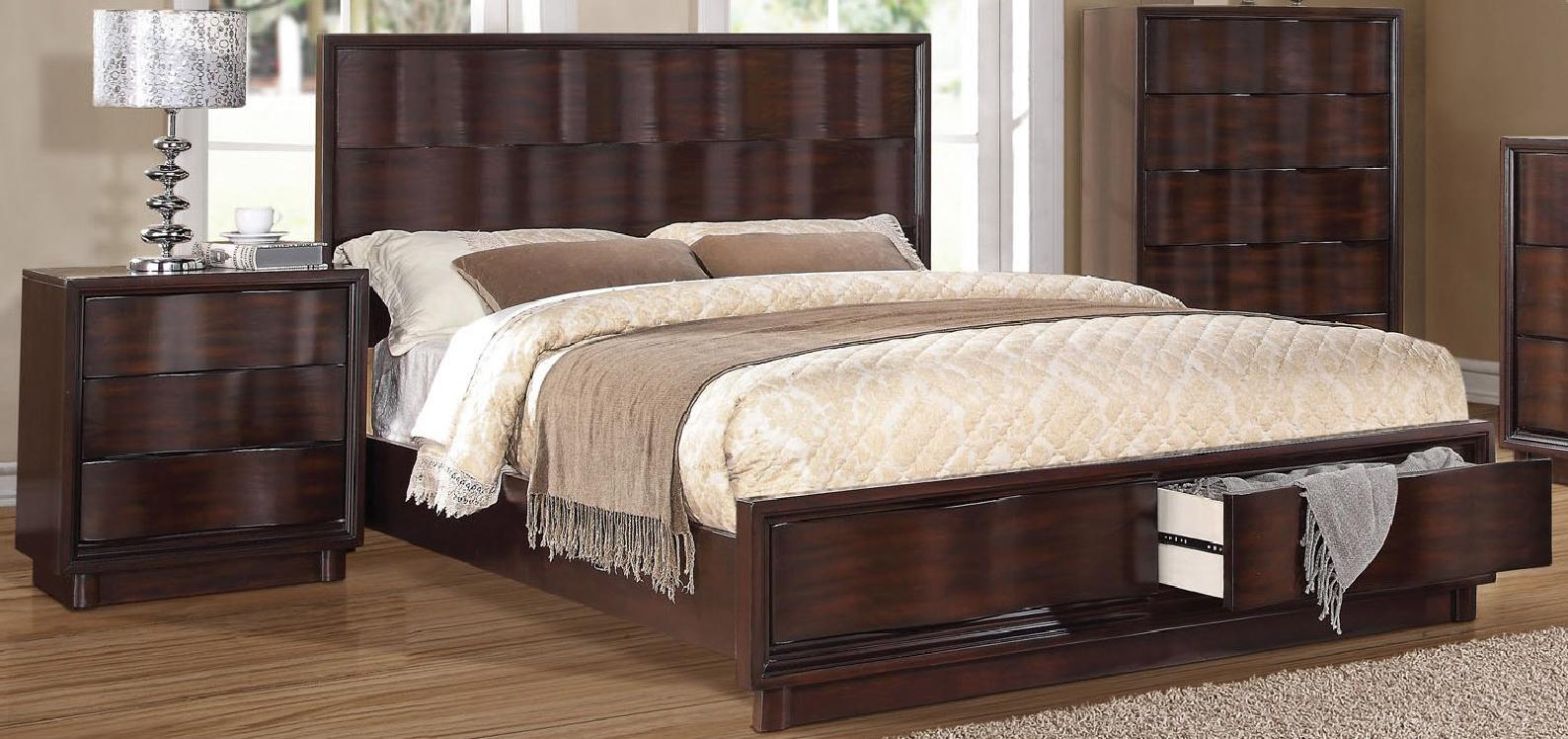 

    
Acme Furniture 20520Q Travell Walnut Queen Storage Bed Drawers Traditional
