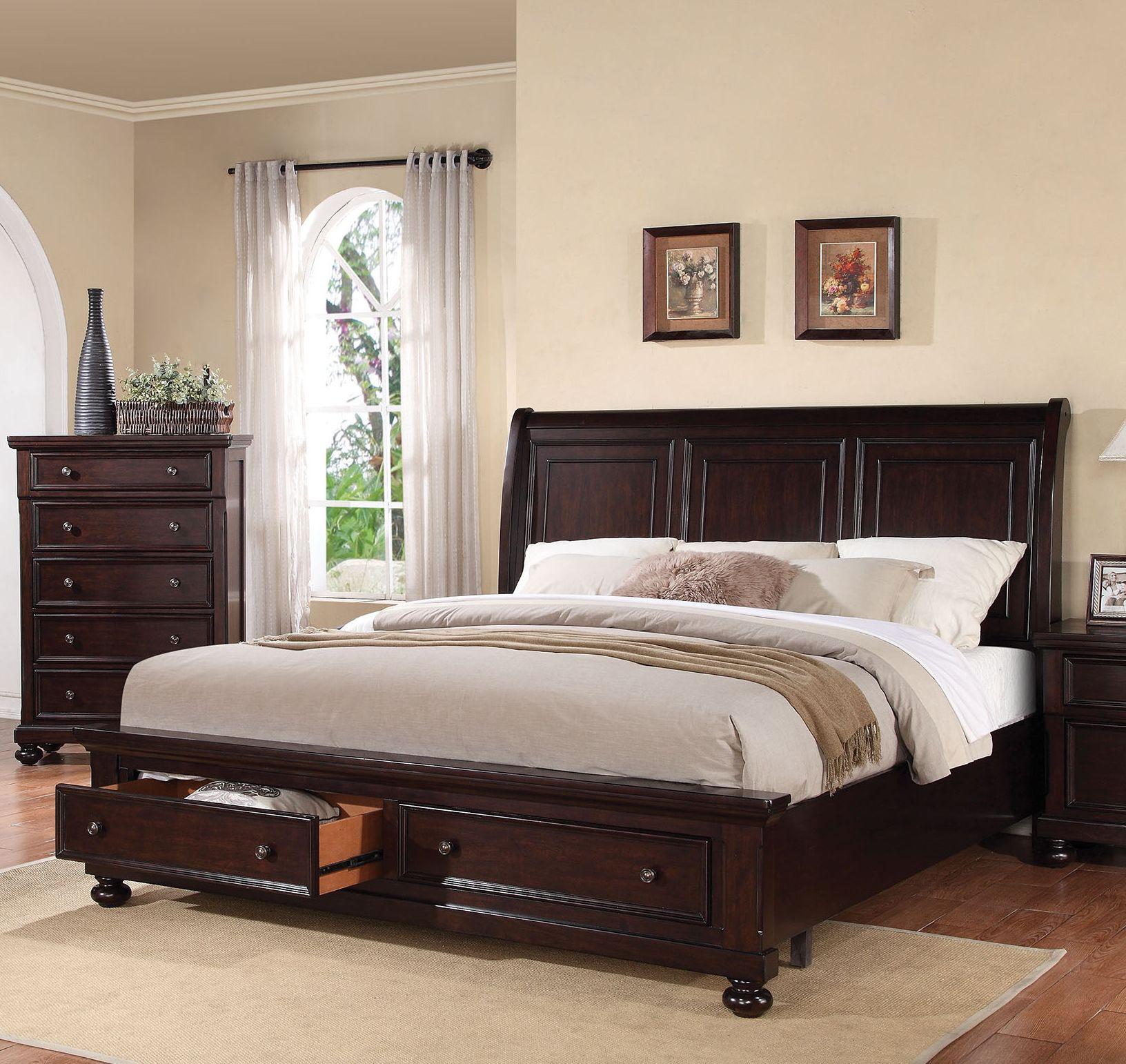

    
Dark Walnut Sleigh Storage King Bedroom Set 5Pcs Acme Furniture 24607EK Grayson
