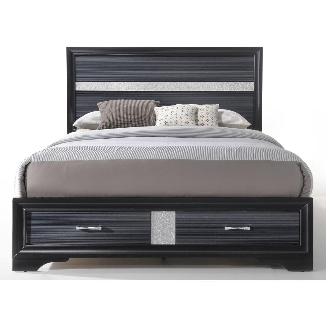 

    
 Order  Black Wood King Storage Bedroom Set 5Pcs w/Chest Contemporary Naima 25897EK Acme
