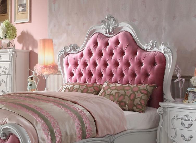 

    
Acme Furniture 30650Q  Versailles Kids  Pink/Silver/Antique White 30650Q Versailles Kids- Q-Bed
