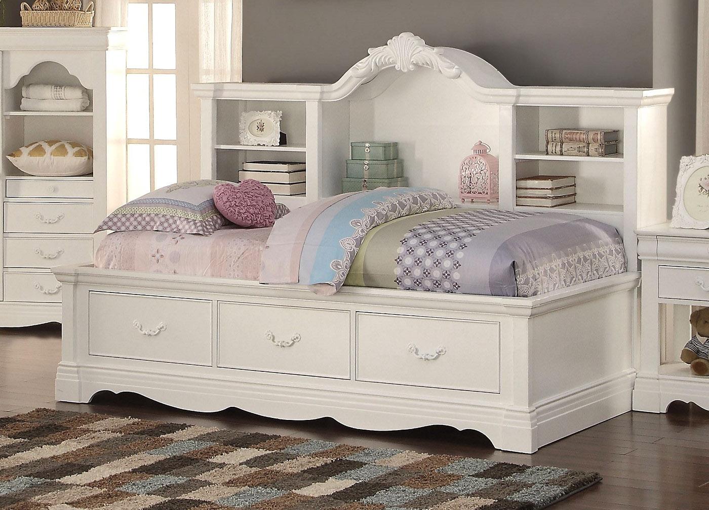 

    
Acme Furniture 39150 Estrella Kids White Storage Twin Daybed w/Drawers Bed
