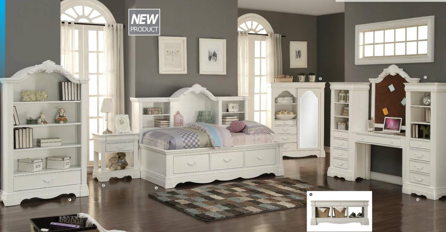 

    
Acme Furniture 39150 Estrella Kids White Storage Twin Daybed Set 6Pcs Neo Classic
