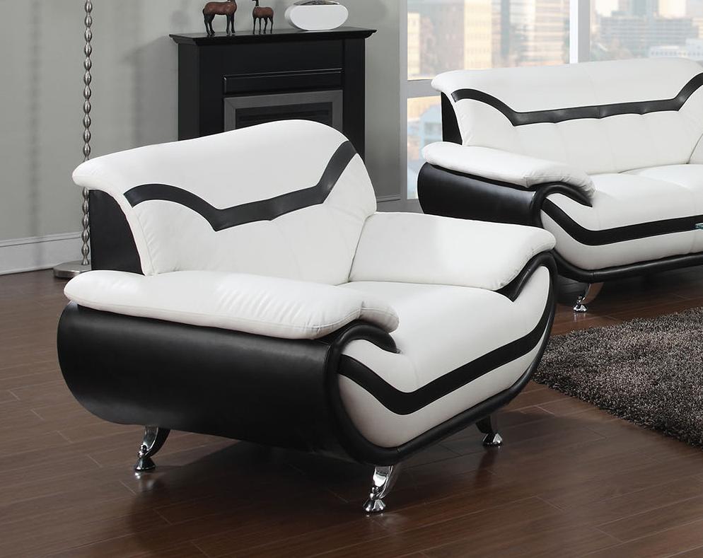 

    
Acme 51155 Rozene 3 Pcs White Black Bonded Leather Sofa Set Contemporary
