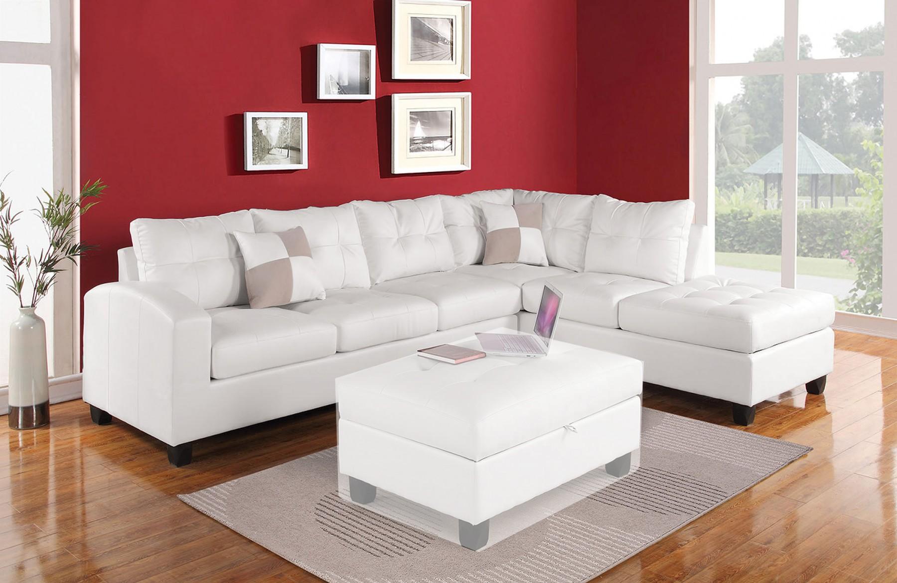 

    
White Bonded Leather Reversal Chaise Sectional Sofa Set Acme Furniture 51175 Kiva
