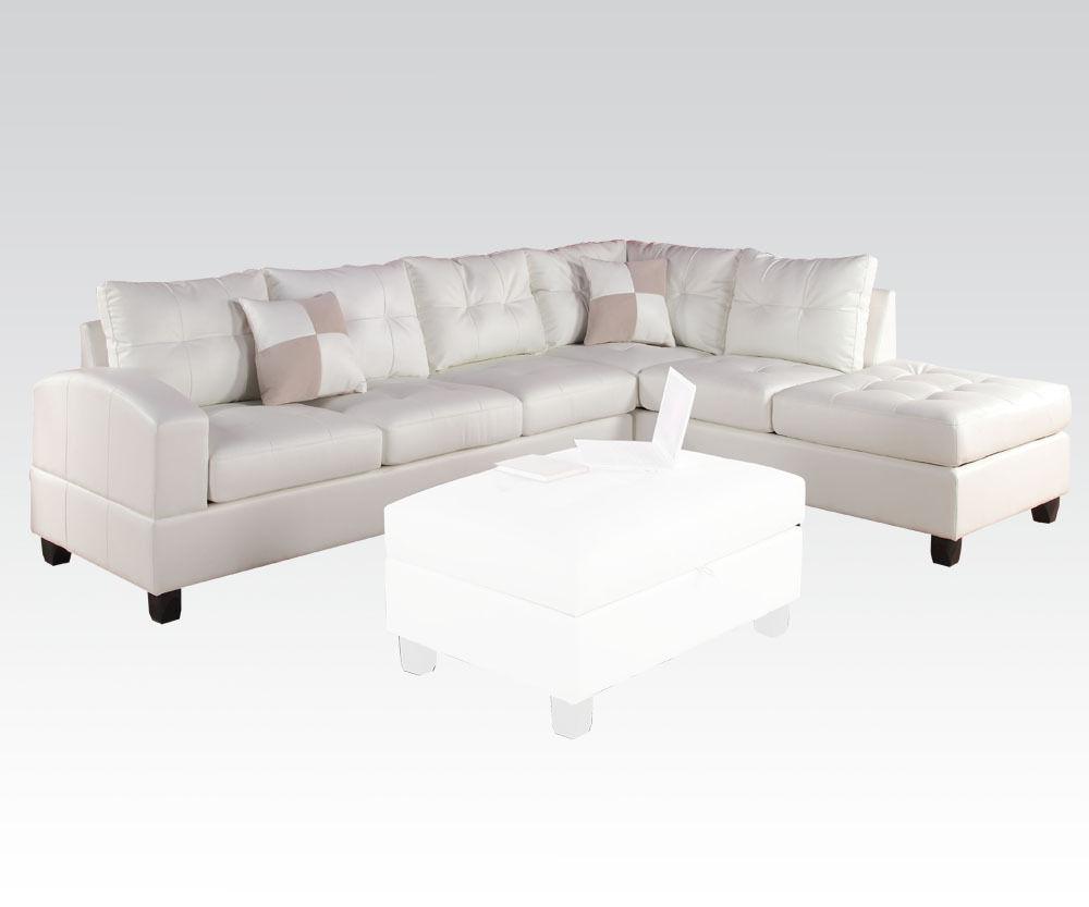 

    
White Bonded Leather Reversal Chaise Sectional Sofa Set Acme Furniture 51175 Kiva
