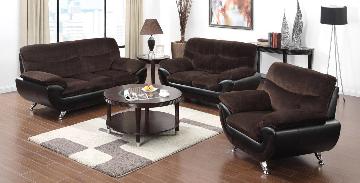 

    
Acme 51275 Wilona 3 Pcs Chocolate Fabric Black Bonded Leather Sofa Set Contemporary
