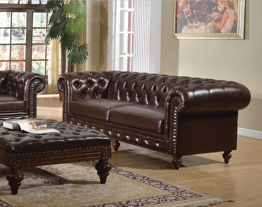 

    
Acme 51315 Shantoria Dark Brown Bonded Leather Sofa Loveseat Set 2Pcs Classic
