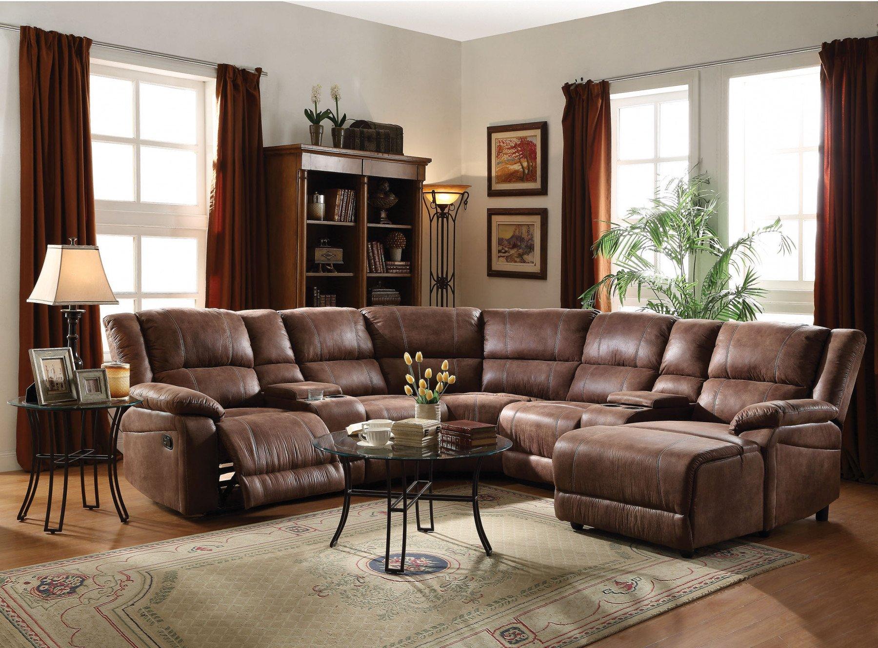 Brown Padded Suede Motion Home Theater Acme Furniture 51445 Zanthe II ...