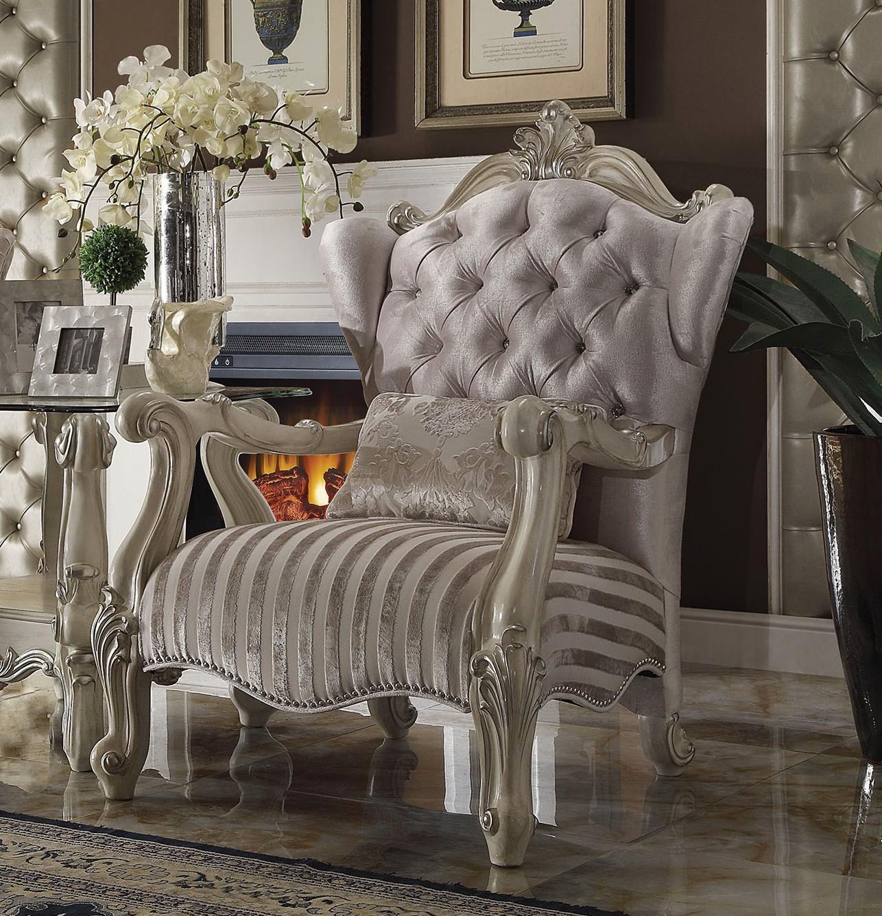 

    
Vintage Ivory Velvet & Bone White Chair Set 2P Versailles-52087 Acme Traditional
