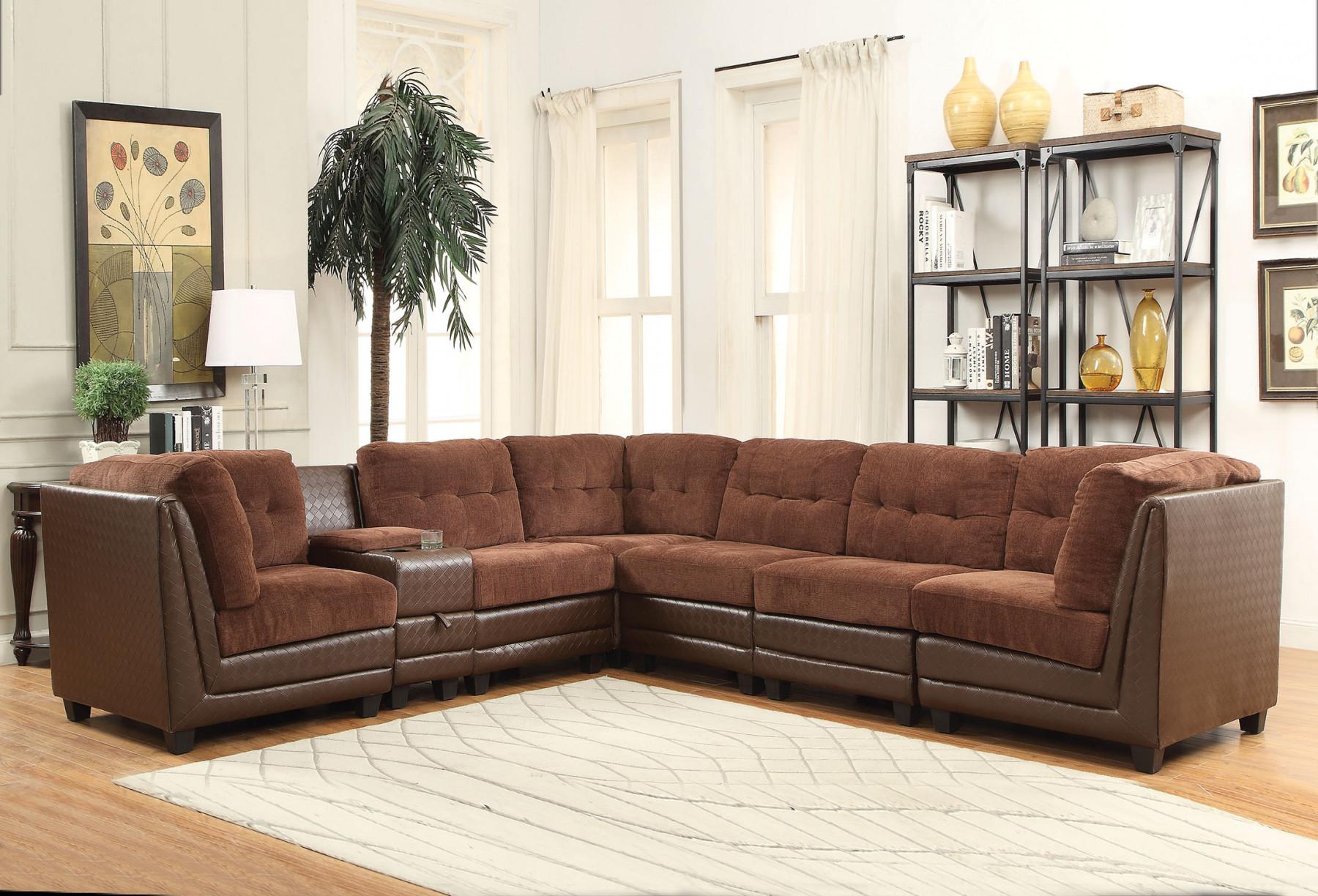 

    
Acme 52230 Vlord Brown Chenille PU Reversible Sectional Sofa Contemporary
