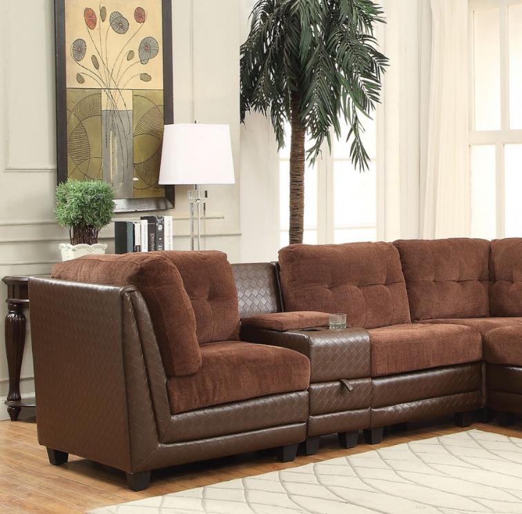 

    
Acme 52230 Vlord Brown Chenille PU Reversible Sectional Sofa Contemporary
