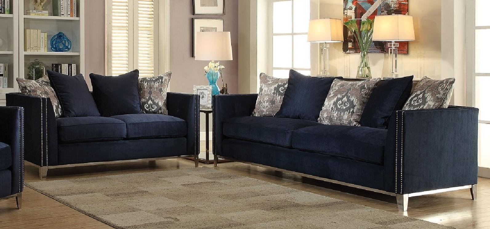 

    
Navy Blue Fabric Sofa Loveseat Set 2Pcs Acme Furniture 52830 Phaedra
