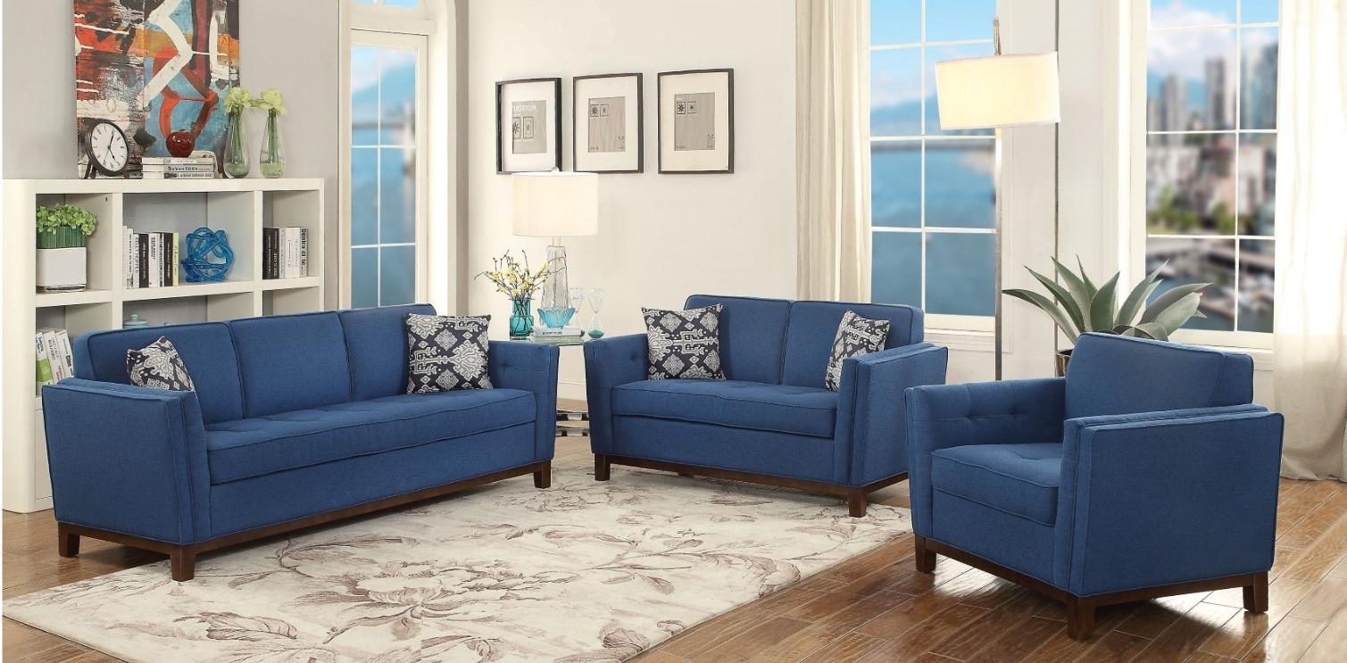 

    
Acme 52835 Lucius Dark Blue Linen Tufted Sofa Set 3Pcs Contemporary Classic

