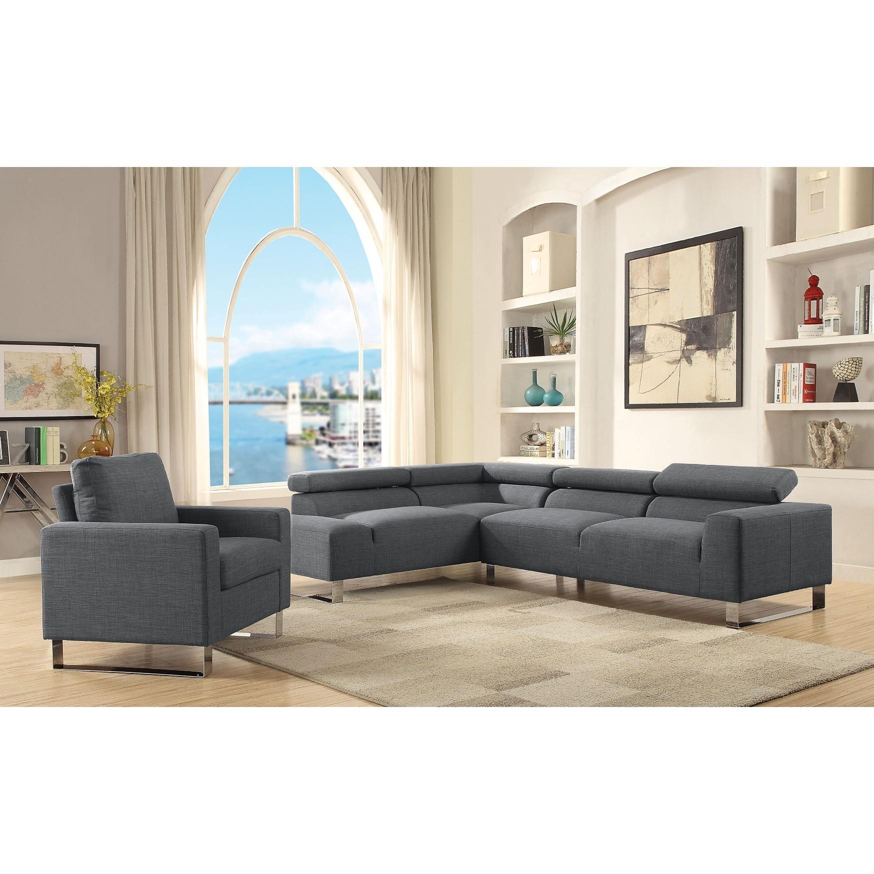 

        
Acme Furniture Horace 52890 Sectional Sofa Living Room Set Gray Linen 00840412125614
