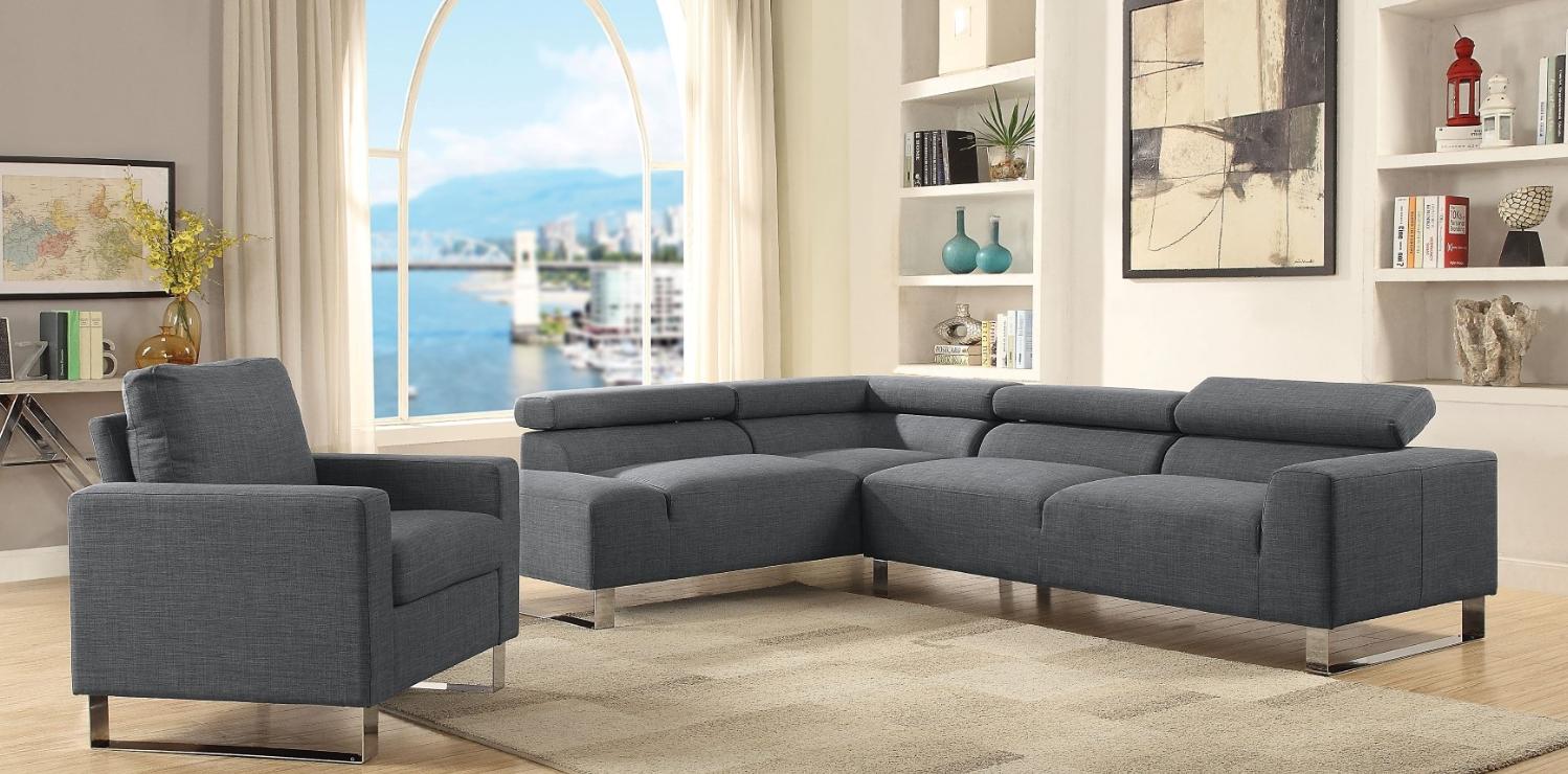 

    
Gray Linen Sectional Sofa Set 2Pcs Contemporary Acme Furniture 52890 Horace
