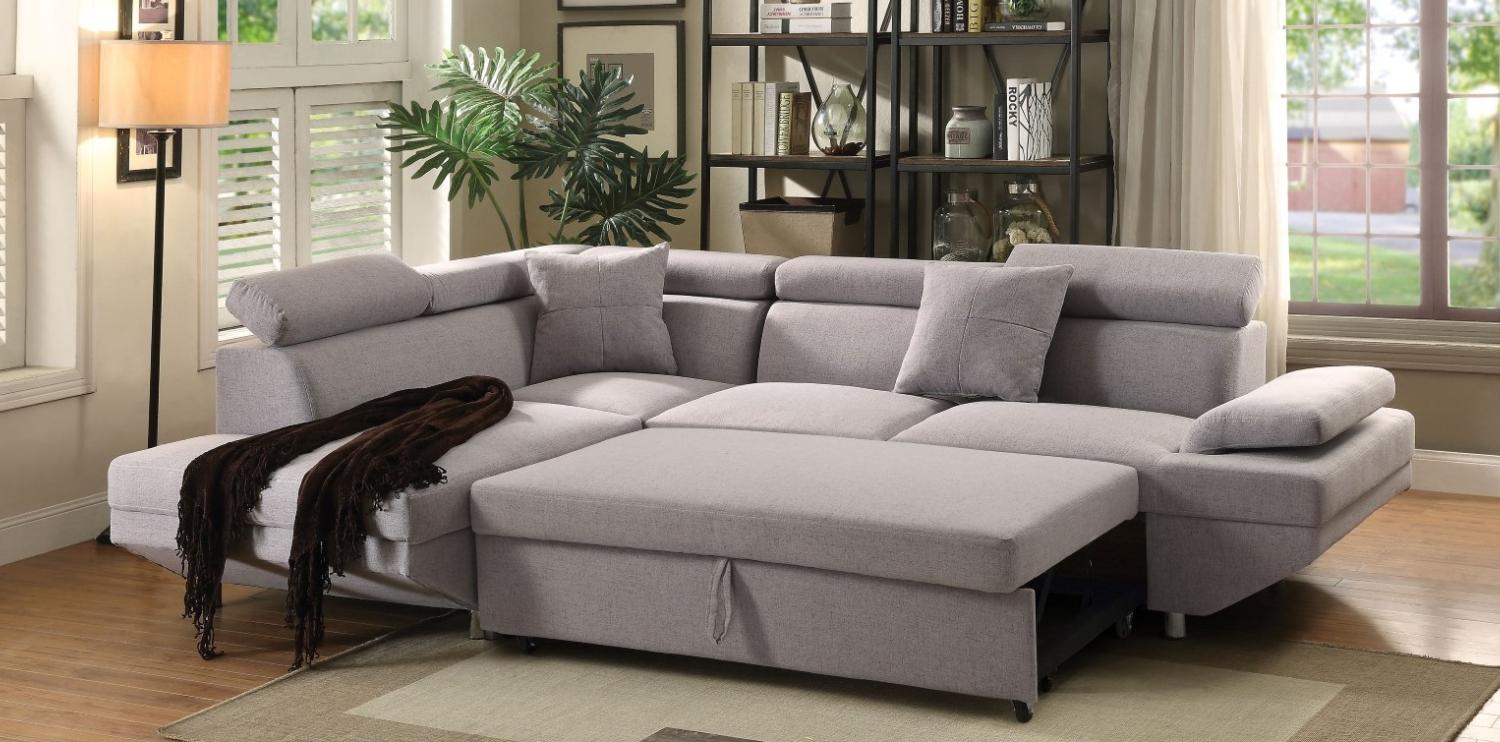 

    
Gray Fabric Sectional Sofa w/Sleeper Left Acme Furniture 52990 Jemima
