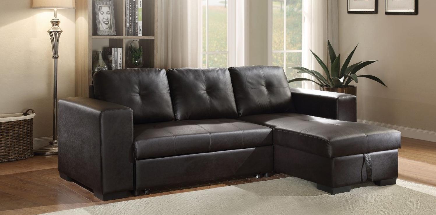 

    
Black Tufted PU Sectional Sofa with Sleeper Acme Furniture 53345 Lloyd
