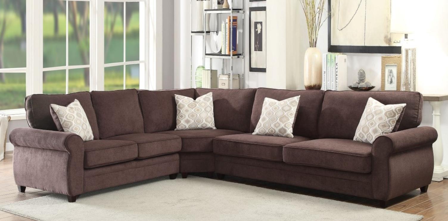 

    
Chocolate Fabric Sectional Sofa Sleeper Acme Furniture 53375 Randolph
