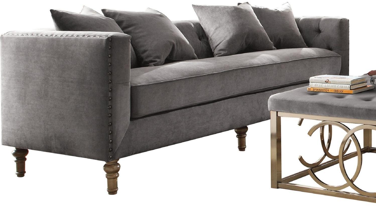 

    
Gray Velvet Tufted Sofa Set 2P Sidonia 53580 Acme Vintage Traditional Classic
