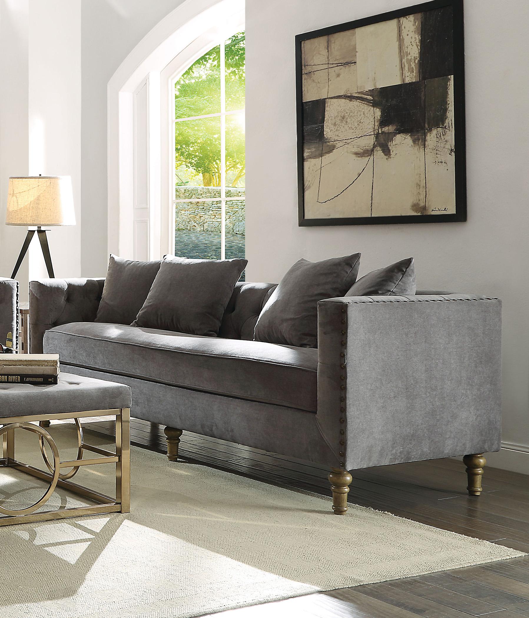 

        
Acme Furniture Sidonia Sofa and Loveseat Set Gray Fabric 0840412049897
